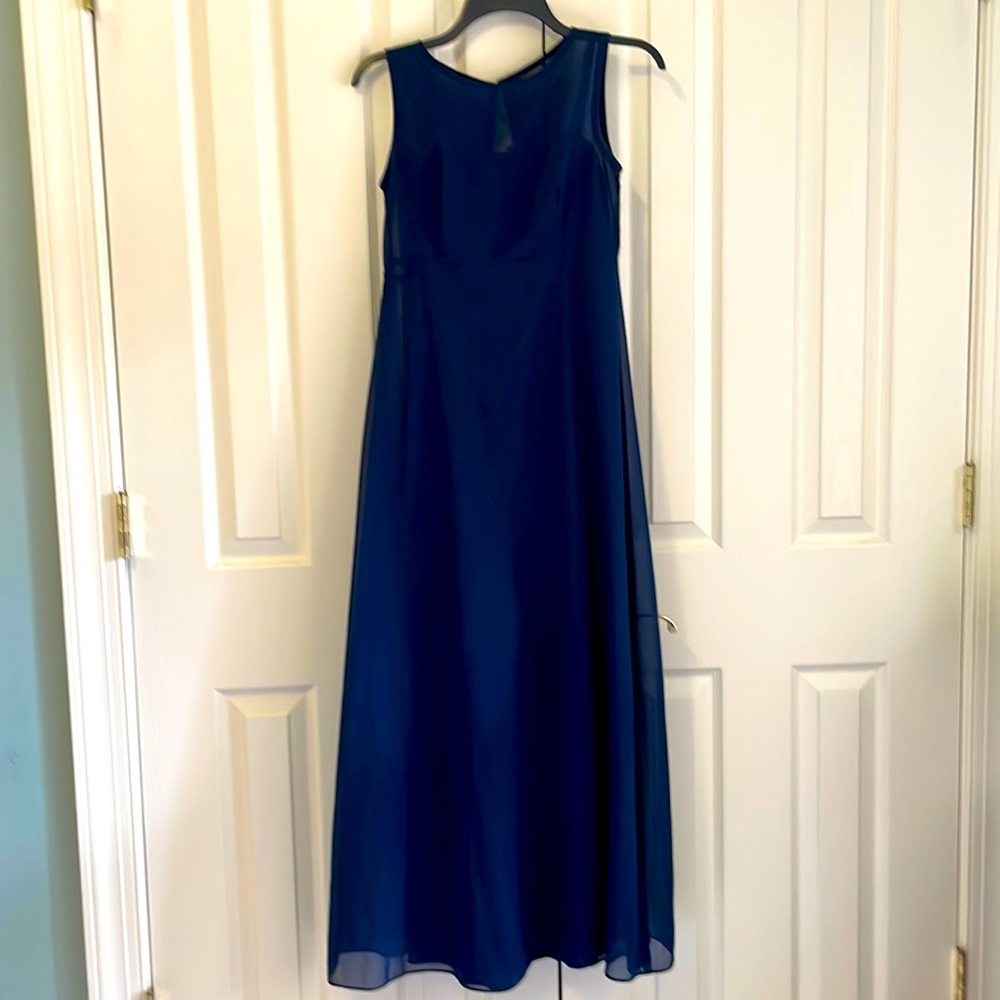 Navy Blue Bridesmaid/Prom Dress with sheer overlay